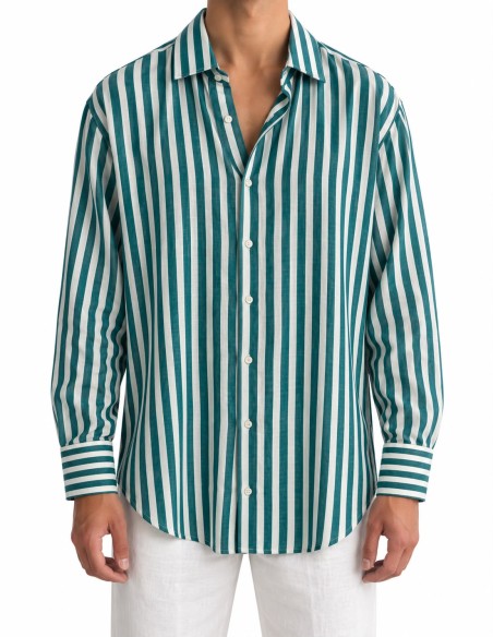 Camicia Capri Righe Verde Petrolio